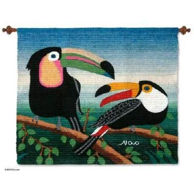 Wool tapestry, 'Two Toucans' - Hand Made Wool Tapestry from Peru