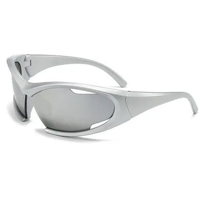 Lunettes de soleil ovales punk pour femmes et hommes, lunettes de soleil uniques, nuances interdites, miroir coloré, lunettes Y2K, populaires, nouvelle arrivée