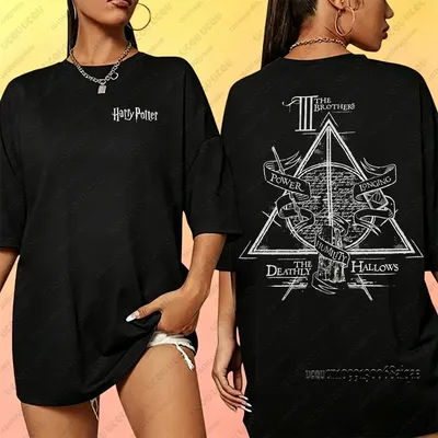 Cartoon Harry Potter Print T-shirts For Women Summer Casual Round Neck Cotton Tees Couple T-shirts Loose Y2K Cosplay Tops