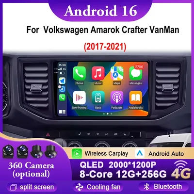 Android 16 pour Volkswagen Amarok Crafter VanMan 2017-2021 Autoradio Android CarPlay Bluetooth WIFI GPS Navigation Player Sans 2din