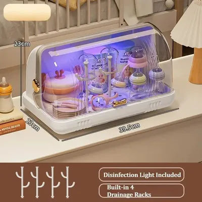 Baby Bottle Storage Box with Drainage Large Capacity Organizer for Baby Bottles Tableware Cups Disinfection Storage Case