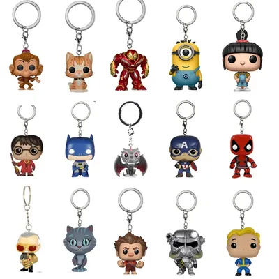 Kawaii Capsule Popstyle Keychain POWER ARMOR Evil Dead StanLee Potter Spiderman Chessur action figure Toys For kids Xmas gift