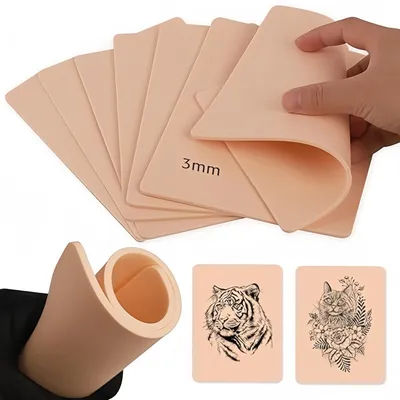 1/3/5/8/10/15pcs Tattoo Practice Skin 3MM Silicone Fake Skin Double-Sided for Permanent Makeup Training Supply Tattoo Accessory