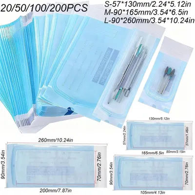 200/50pcs Self-sealing Sterilization Pouches Bags 4 Sizes Medical-grade Bag Disposable Nail Art Tattoo Accessories Supplies