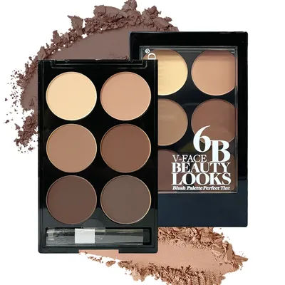 6 Colors Highlight Contouring Powder Palette Face Shadow Contouring Powder Makeup Palette With Brush Face Bronzer Color Correcti