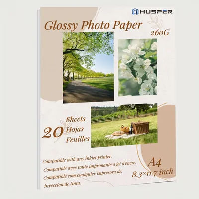 HUSPER A4 Size 260G 20 Sheets inkjet High glossy photo graphie paper 8.3×11.7 inch