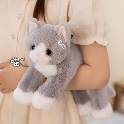 53CM Cute Simulated Cat Doll Plush Toy Stuffed Soft Animal Plush White Gray Kitten Pillow Kids Girls Birthday Gift Pet Toys Deco