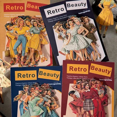 50pcs Vintage Beauty Series Retro Character Stickers Handbook Collage DIY Scrapbooking Envelopes Postcards Photo Frames Planner