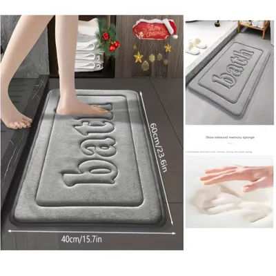 1pcs Bathroom Anti Slip Floor Mat Soft Bathroom Mat Water Absorbing Bath Mat 1.2cm Thick Flannel Fabric Door Mat Home Decoration