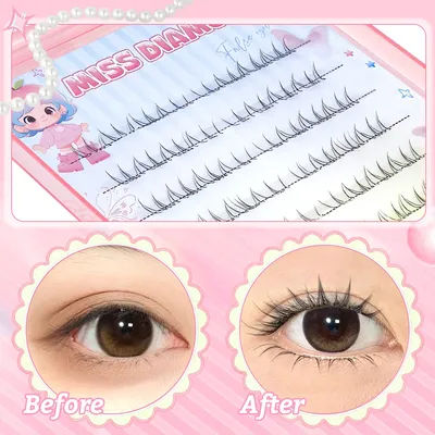 New Self-adhesive Lower False Eyelashes 48Cluster Stemless Natural Look Bottom Individual C-Curl Extension DIY Makeup Lashes