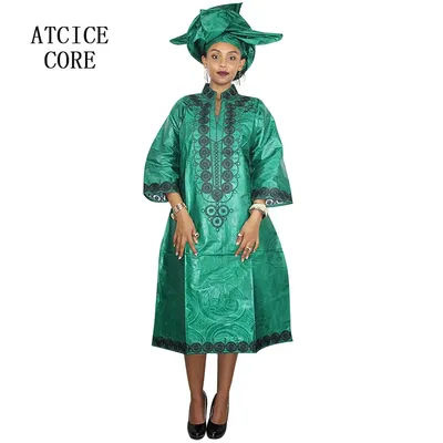 African Dresses For Woman Bazin Riche Embroidery Design Long Dress