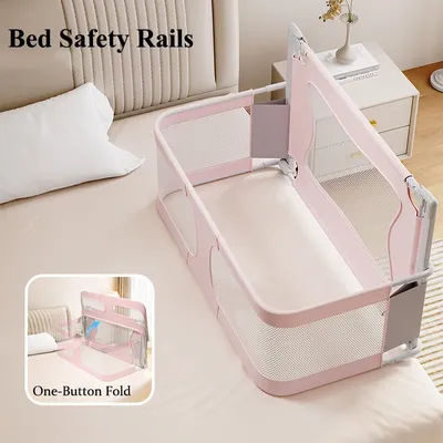 Baby Bed Fence Foldable Crib Safety Rail Bassinet Guardrail Cradle Fence for Newborns