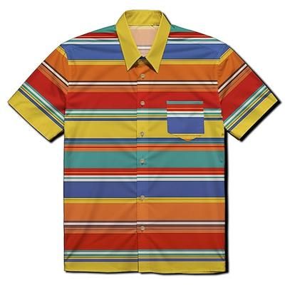 Retrò Vintage Anni '70 Camicia Camicia Aloha Hippie Disco A righe Costume Per uomo Mascherata Vacanza Feste Parata dell'Orgoglio Adulti Camicia