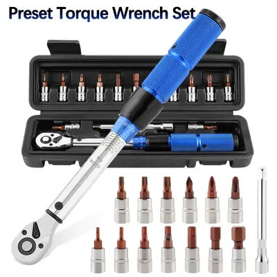Bicycle Preset Torque Wrench Set 2-24 N.m Adjustable Bike Repair Tool Kit 1/4" Drive Ratchet Spanner