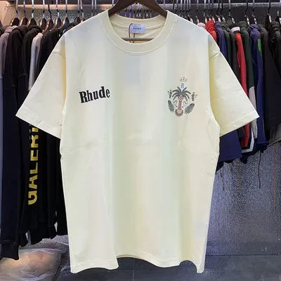 Hauts Rhude à imprimé lettres blanches pour hommes et femmes, style américain, tendance, polyvalents, à manches courtes