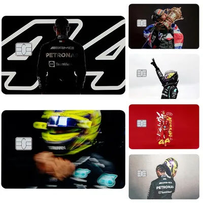 1PC Lewis Hamilton 44 F1 Stickers 4pcs PVC Card Skin Stickers for Bank Card Bus Metro Card Case Decorate Gift