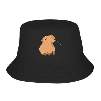 Capybara avec une feuille, manger vos légumes verts, chapeau seau Panama Bob, pour l'extérieur, l'automne, pour l'été, la plage, la pêche, casquettes de pêcheur unisexes