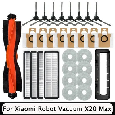 For Xiaomi Robot Vacuum X20 Max / D109GL Parts Accessories Main Brush Side Brush Hepa Filter Mop Cloth Dust Bag Replacement