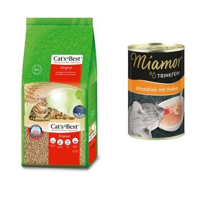 Cat's Best Original lettiera per gatti + 135ml bevanda per gatti Miamor Trinkfein gratis! - 40 l (ca. 18 kg)