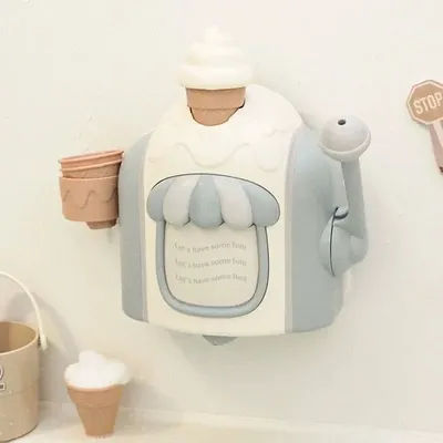 Delicate Ice Cream Bubble Machine Portable Soap Dispenser for Kids Bathroom Fun Play with Strong Suction and Creative Design