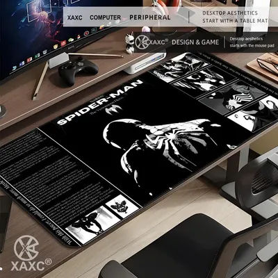 Tapis de souris Spider-Man stylé, antidérapant, avec bordure renforcée, tapis de bureau, accessoires pour PC et ordinateur portable, en caoutchouc, pour clavier de bureau, grand tapis de jeu XXL