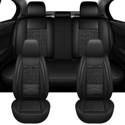 Set completo di coprisedili di lusso per auto a 5 posti, in similpelle con rete traspirante. Supporto lombare, protezione universale anteriore e posteriore per berlina, SUV, camion, decorazione
