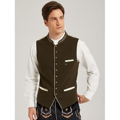 Oktoberfest Gilet Trachten Gilet tradizionale bavarese Ricamo Velluto Collo alla coreana Tedesco Alpino Eredità Prati Per uomo Carnevale Festa della birra Panno in stile tradizionale
