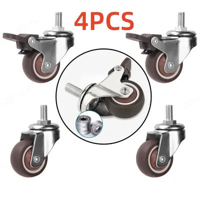 4 Pcs/lot 1/1.5/2 inch Stem Rubber Caster Wheels Furniture Castor Wheels Screw Rod Wheels Swivel Cartwheels for Carts Furniture