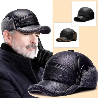 Chapeau en cuir hiver imperméable épaissir cache-oreilles chaud russe chapeau de Ski coupe-vent froid casquette plate pour hommes âgés femmes essentiel hiver