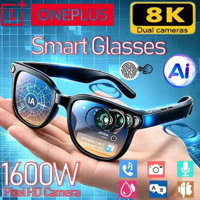 Lunettes intelligentes sans fil OnePlus 8K AI NOUVELLES Lunettes de soleil Bluetooth Contrôle tactile à distance Enregistrement photo Assistant vocal Traducteur