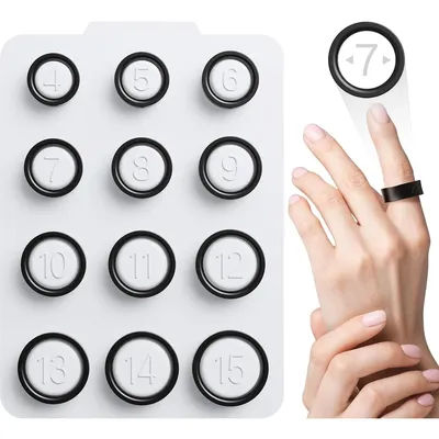 Ring Sizing Kit, 12 Pieces Ring Sizer & Smart Ring Finger Gauge, Professional Set for Oura Ring, Sizes 4 to 15, Black