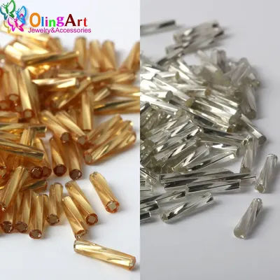 OlingArt Gold and silver Color Tube 9mm/11mm/15mm 20G Twist Bugles Glass Seed Beads Wholesale Accessory necklace jewelry making