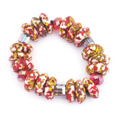 Graced in Love,'West African Millefiori Style Recycled Glass Beaded Bracelet'