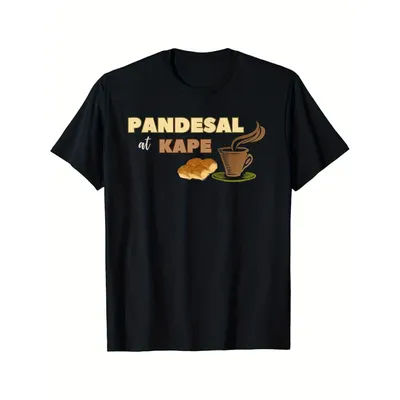 T-shirt avec citation d'humour philippin - Design Pandesal et café, col rond, lavable en machine - Haut décontracté d'été
