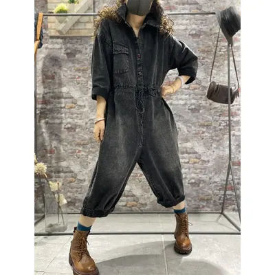 Combinaison en jean pour femmes, ample, taille haute, jambes larges, nouvelle collection printemps et été