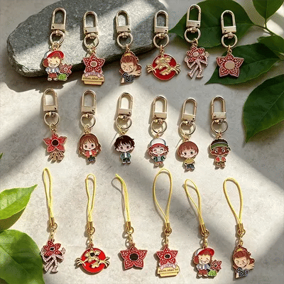 6pcs Stranger Things Keychains Metal Pendant Will Byers Mike Wheeler Demogorgon Cartoon Character Cosplay Handmade Y2K Gift Set