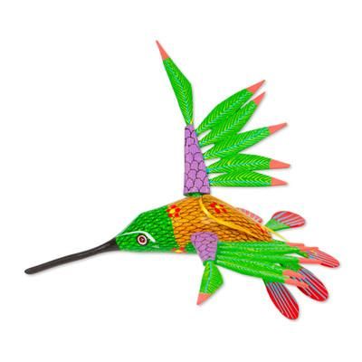 Vibrant Hummingbird,'Hummingbird Alebrije Home Accent Hand Crafted in Oaxaca'