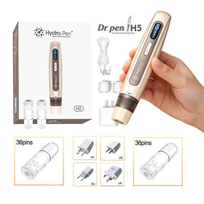 H5 Hydra Derma Pen 4-Pole EMS, 2-Pin Microneedle Beauty Tool, Automatic Serum Applicator, Needle Length: 0.25mm