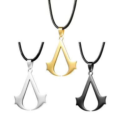 Fashion Classic Movie Assassin Necklace Chopped Stainless Steel Pendant Leather Necklace fans Jewelry Gifts ﻿Dropshipping
