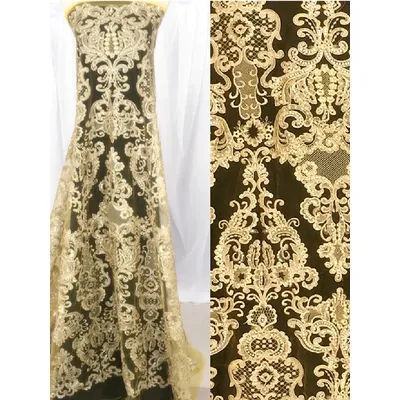 Or jaune palais européen haut de gamme mode paillettes broderie dentelle accessoires robe de mariée vêtements