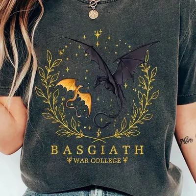 Basgius War Academy Shirt: Fourth Wing Inspired Dragon T-Shirt Couple's Pure Cotton Undershirt graphic t shirts harajuku