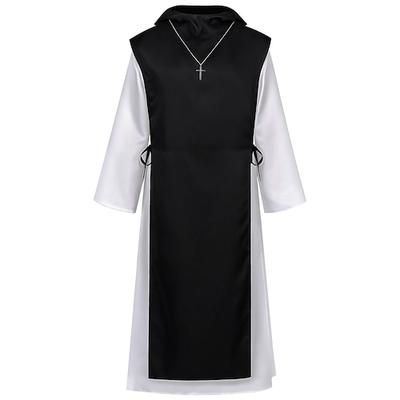 Retrò Vintage Medievale Rinascimento Lunghezza al pavimento Collana Abbigliamento esterno Vestaglia Lunghe Tristo Mietitore Prete Monaco Costume Per uomo Religioso e spirituale Halloween Carnevale