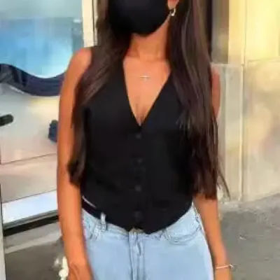 Gilet élégant pour femmes, hauts à la mode, sans manches, Chic, col en v, simple boutonnage, nouvelle collection été 2025