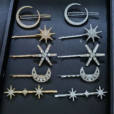3/4 pcs set Crystal Star Hairpins for Women Girls Metal Hair Clip Pins Luxury Female Hair Pins Wedding Bridal Hair Accessories