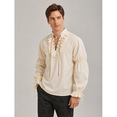 Medievale Rinascimento Camicia Lunghe Pirata Vichingo Costume Per uomo Vichingo Costumi da pirata Halloween Carnevale Performance LARP Fiera Rinascimentale Adulti Camicia