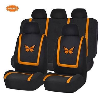 Set completo di 9 coprisedili per auto a farfalla, vestibilità universale, colore nero. Protezioni per sedili in tessuto traspirante grigio per auto, SUV, berline e camion, eleganti accessori per
