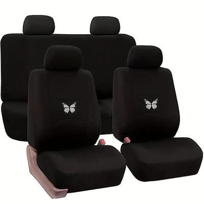 Set completo di 9 coprisedili per auto a farfalla, vestibilità universale, colore nero. Protezioni per sedili in tessuto grigio traspirante per la maggior parte di auto, SUV e camion, eleganti