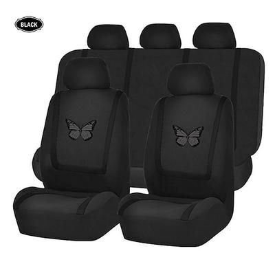 Set completo di 9 coprisedili per auto a farfalla, vestibilità universale, colore nero. Protezioni per sedili in tessuto traspirante grigio per auto, SUV, berline e camion, eleganti accessori per