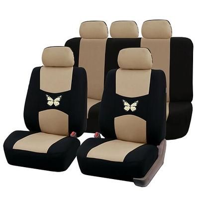 Set completo di 9 coprisedili per auto a farfalla, vestibilità universale, colore nero. Protezioni per sedili in tessuto grigio traspirante per la maggior parte di auto, SUV e camion, eleganti