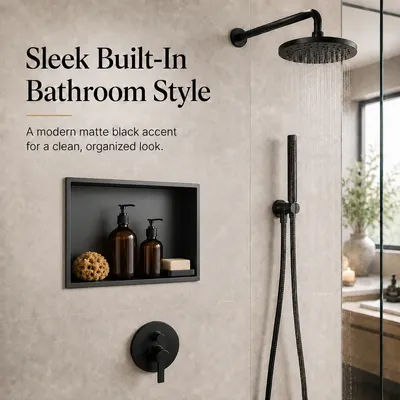 Steel Shower Niche 18" X 12" Matte Black No Tile Needed Niche Shower for Bathroom Storage Recessed Wall Niches Bathroom Shelf